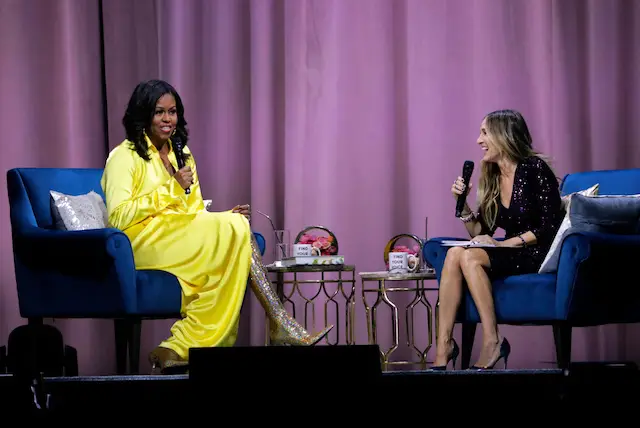 Michelle Obama and Sarah Jessica Parker at Barclays Center.
